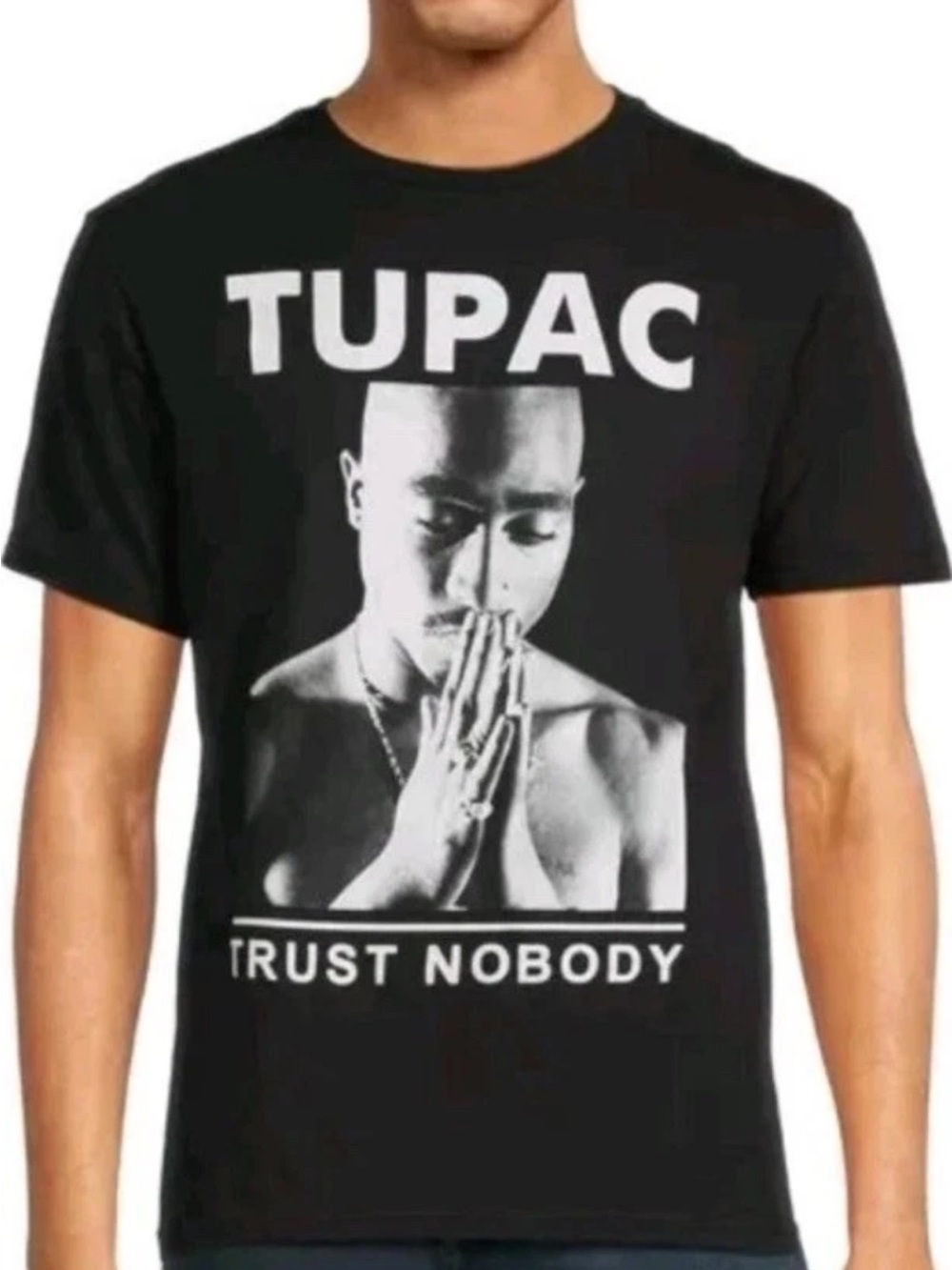 TUPAC “Trust Nobody” 2PAC Men’s Sz 42-44 LARGE Black Tee T-Shirt Hip Hop Rap NWT